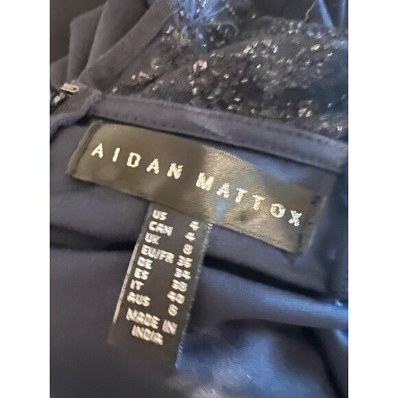 Aidan Mattox Dress 4 Blue Sequin Formal Long Maxi Cruise Party Wedding $450 NEW - Picture 14 of 16